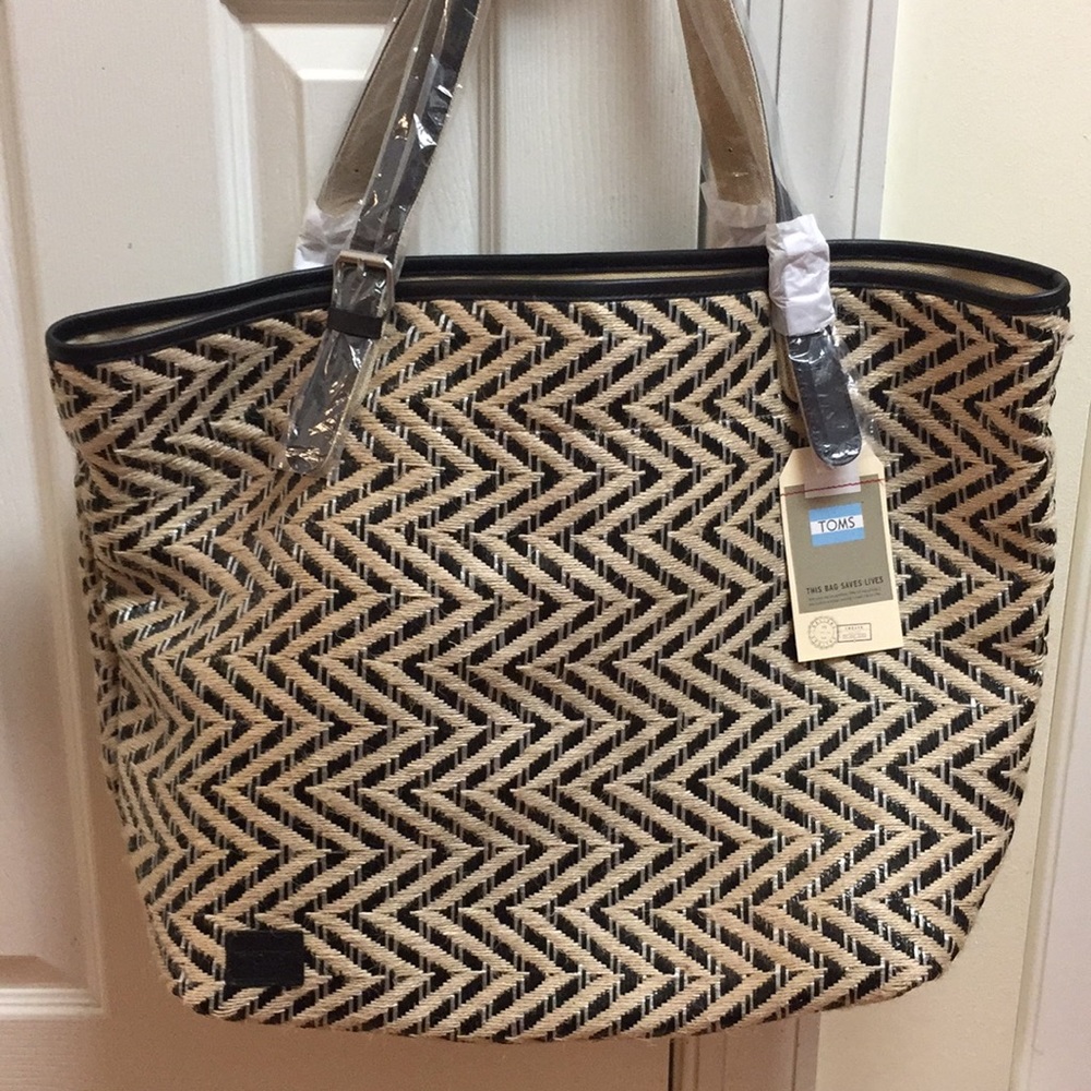 TOMS Chevron Straw Tote Bag
