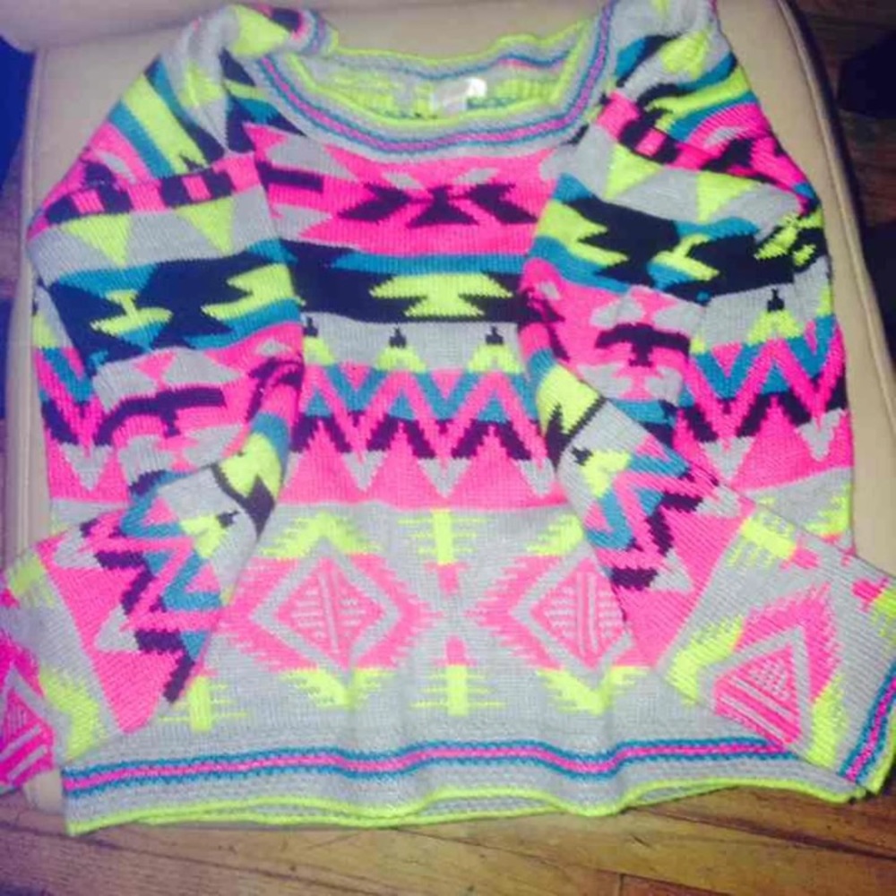 Xhilaration Aztec Crop Soft Warm Sweater