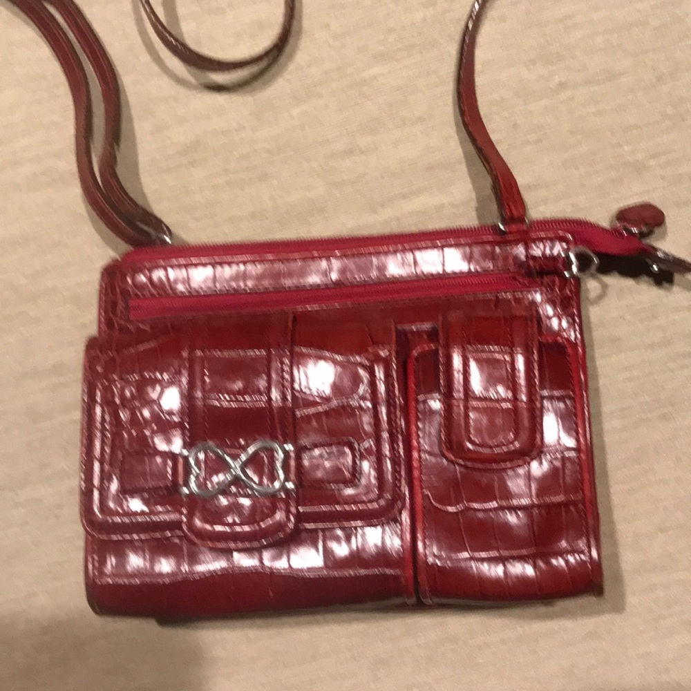 Vintage Red Leather Cross Body Bag