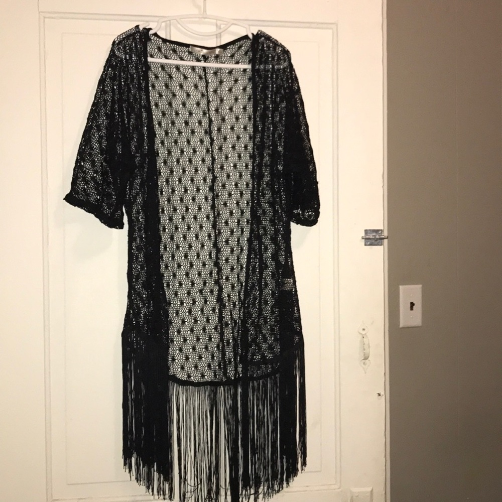 Black Fringe Kimono