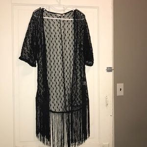 Black Fringe Kimono