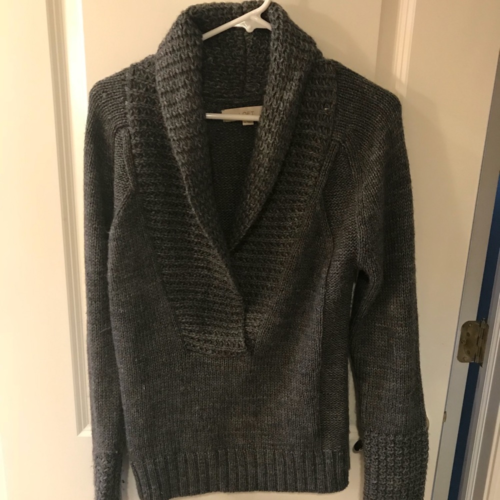 Cowl v-neck sweater