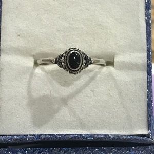 Black onyx silver ring
