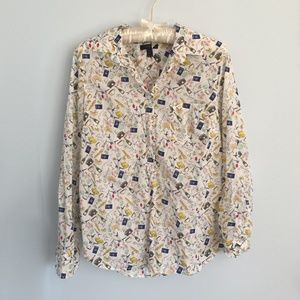 J.Crew Partial Button-Down Blouse