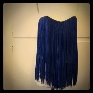 Navy blue fringe bustier. Size 4. NWT