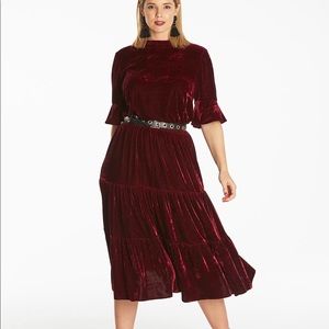 SimplyBe Velour tiered dress