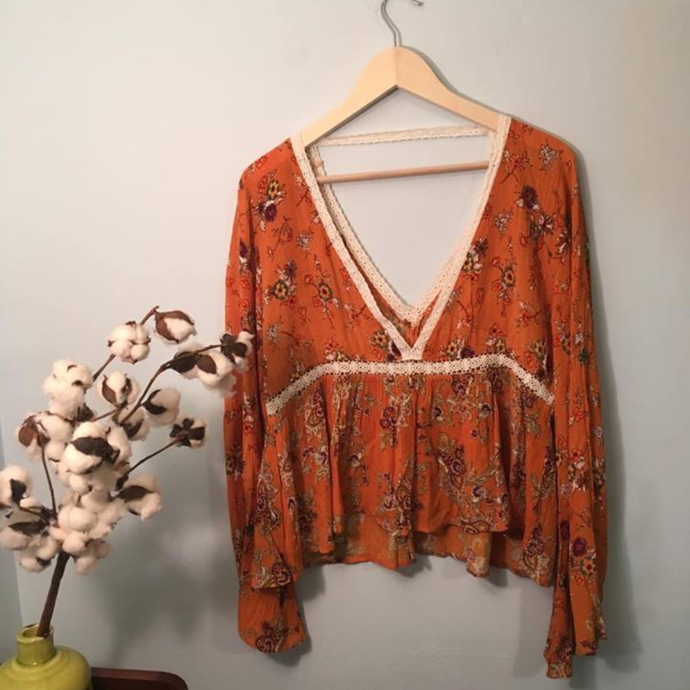 Patrons of Peace NWT Boho Orange Hippie Lace Sz M - Picture 4 of 7