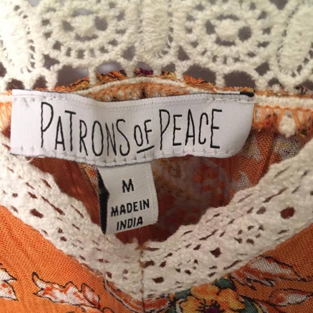 Patrons of Peace NWT Boho Orange Hippie Lace Sz M - Picture 6 of 7