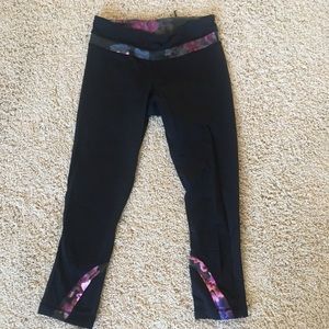 Lululemon Black/Floral Print Crop