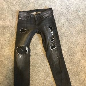 Skinny black worn look jeans