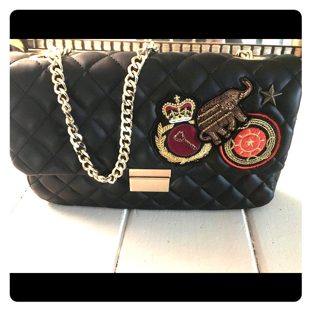 Black Quilted Purse with Cute Embellishments