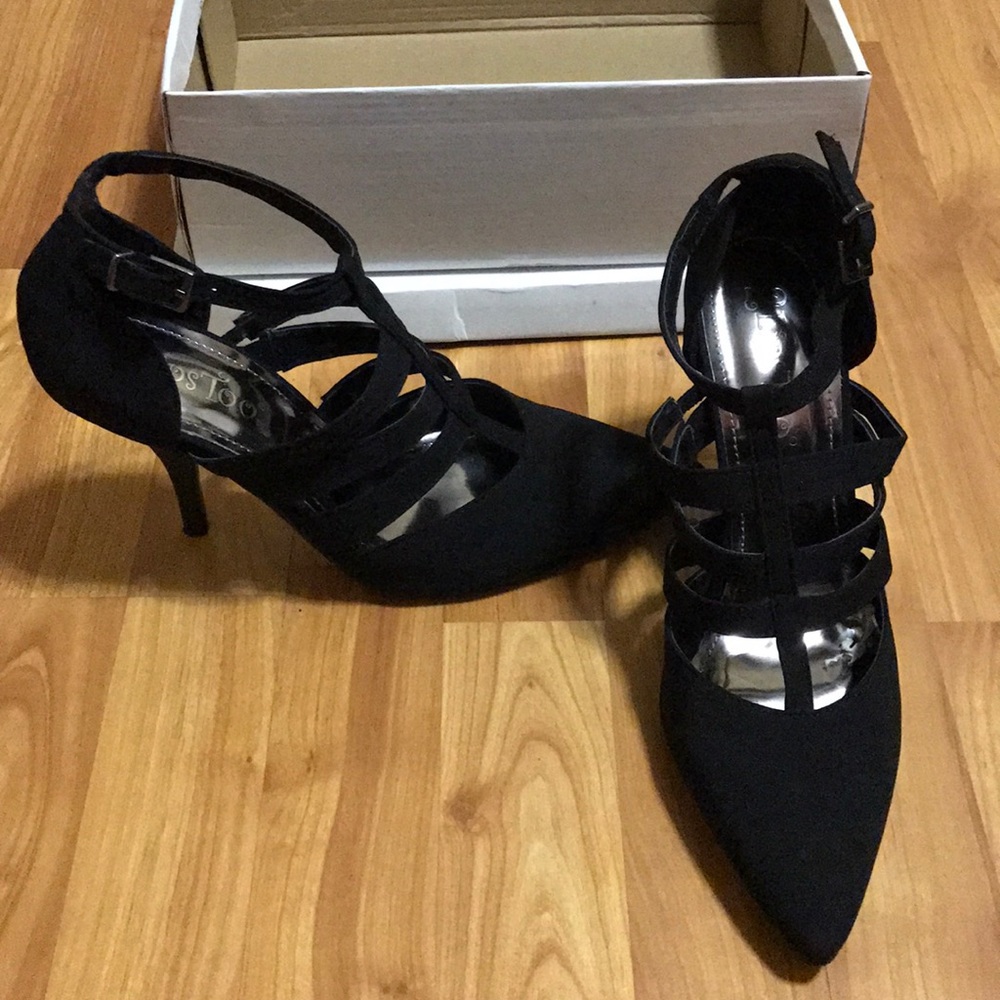 Strappy pointy heels