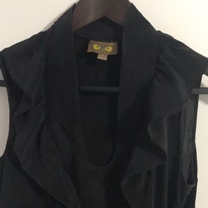 Women’s forever21 black silk ruffled dress size m