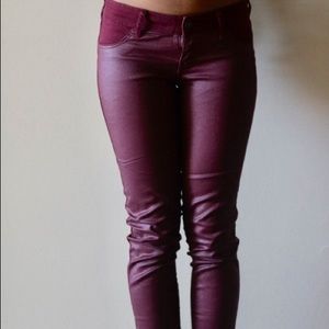 Cranberry faux leather pants