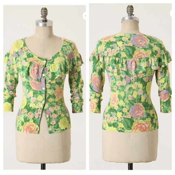 Anthropologie Sweaters - Anthro Little Yellow Bird Colored Pencil Cardigan