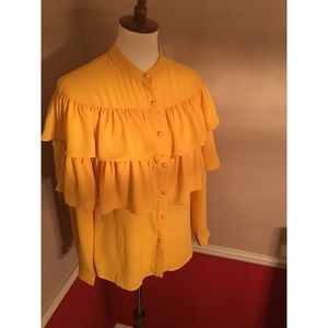 Women’s Mustard Button Down Chiffon Top
