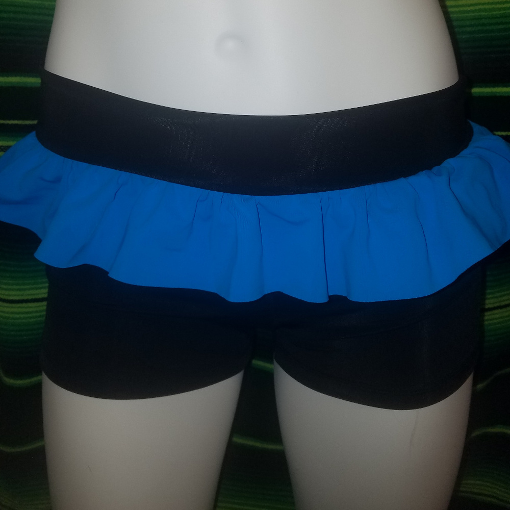 Trendy Trends Black Hotpants w/Blue Ruffle NWOT