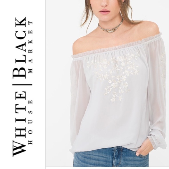 white house black market off the shoulder top