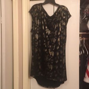 Black, Gold, Silver Shimmer Dressy Top Blouse