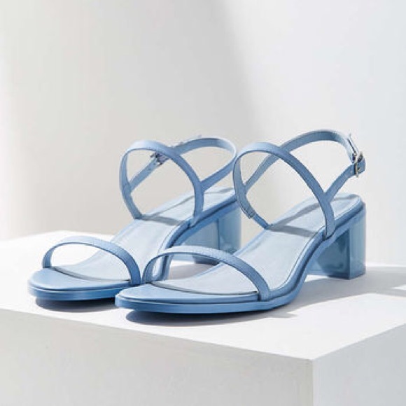 Pastel Blue Strappy Block Heel Sandals - Picture 2 of 3