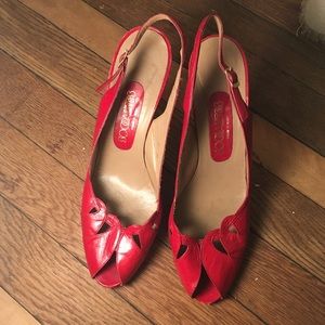 Vintage Cherry Red Slingback Size 9 Heels