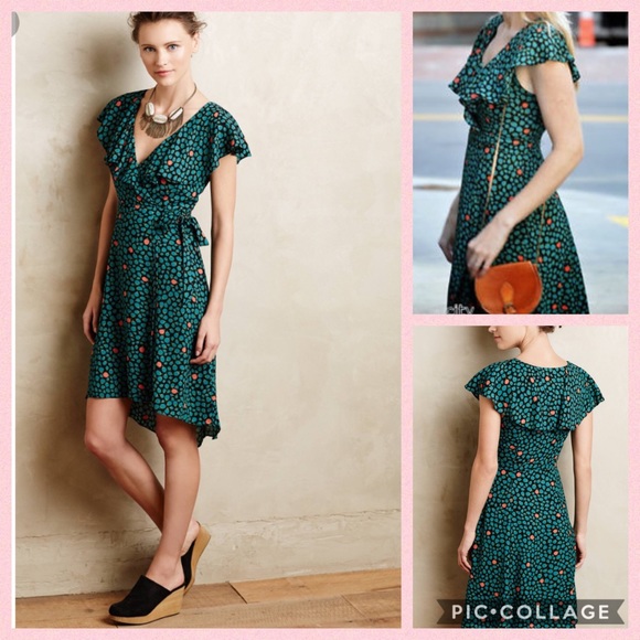 Anthropologie Ruffled Wrap Dress - Picture 2 of 2