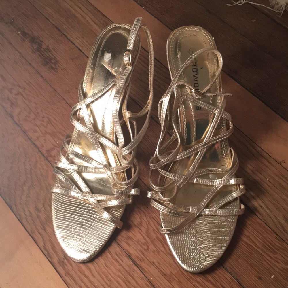 Gold Strappy Party Heels Size 9