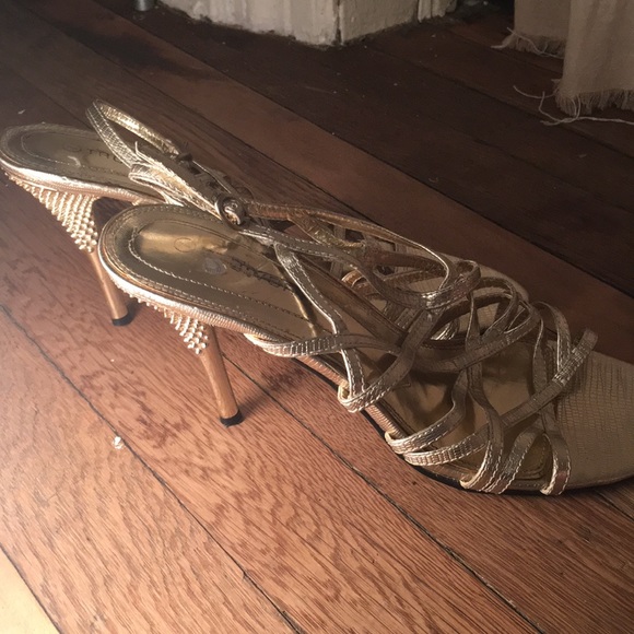 Truworths Shoes Gold Strappy Party Heels Size 9 Poshmark