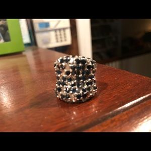 Blue and white stones cocktail ring