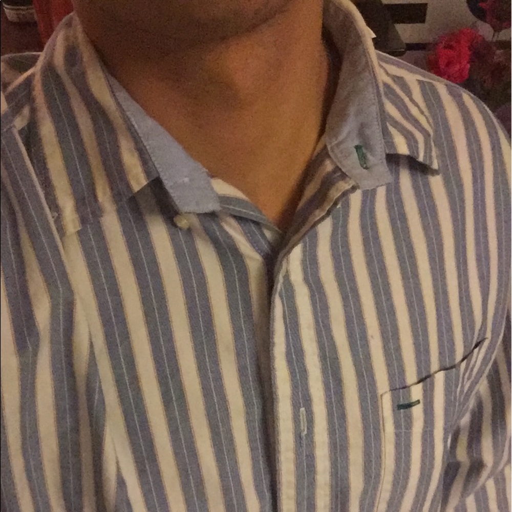 Off white tommy button up with baby blue strips