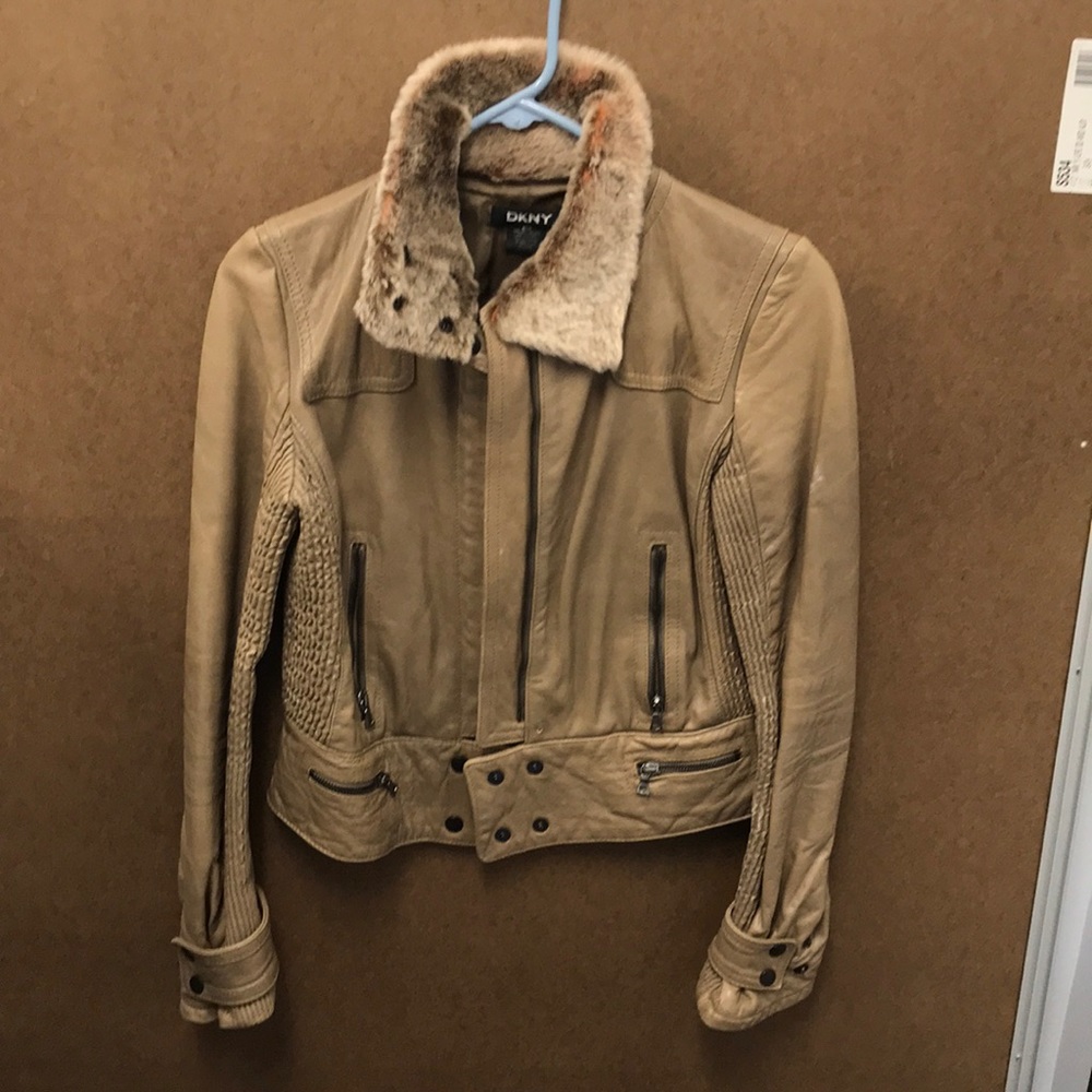 DKNY Genuine Lambskin Leather biker Jacket