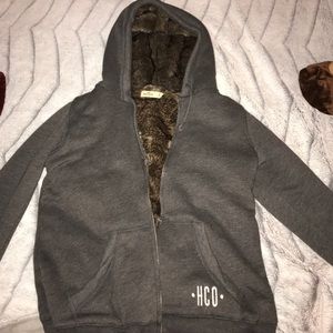 Hollister Zip up Fur Sweatshirt