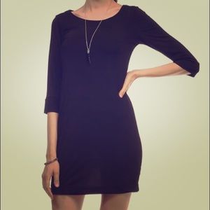 Black three-quarter sleeve dress
