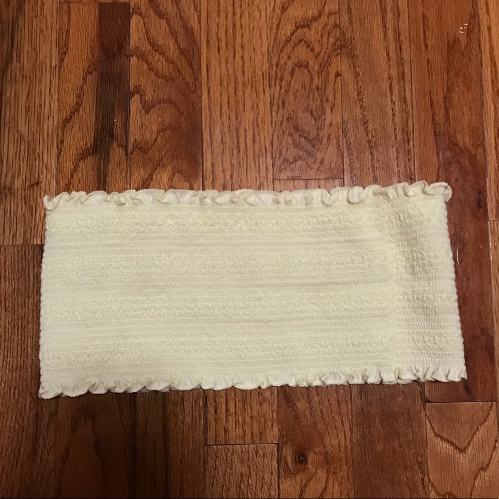 Yellow bandeau strapless top