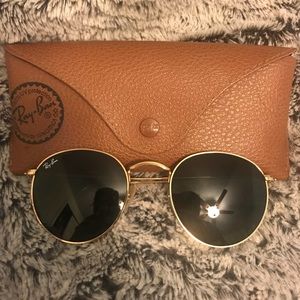 Ray-Ban gold metal round sunglasses