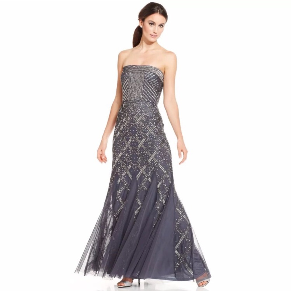 Adrianna Papell designer beaded gown new 12/14