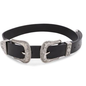 Double buckle western belt black