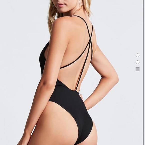 SOLD Strappy Black Bodysuit - Picture 2 of 3