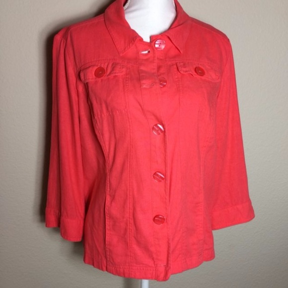 Christopher & Banks Jackets & Blazers - Christopher & Banks Coral Shirt/Jacket