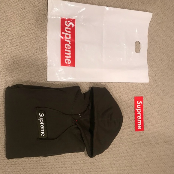 Supreme olive box logo hoodie