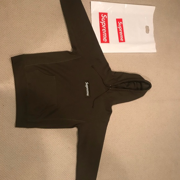 Supreme olive box logo hoodie