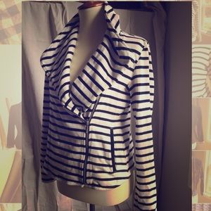 Gap Dark Navy Striped Side Zip Blazer