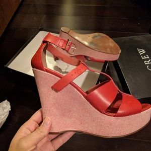 JCrew Red platform sandals