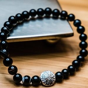 Mala gemstone Chakra Bracelet Black Meditation Zen