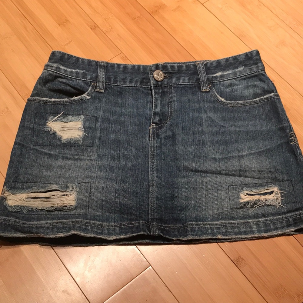 American Eagle Distressed Jean Skirt