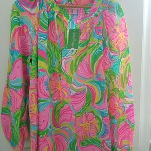 Lilly Pulitzer xl  top 100% silk