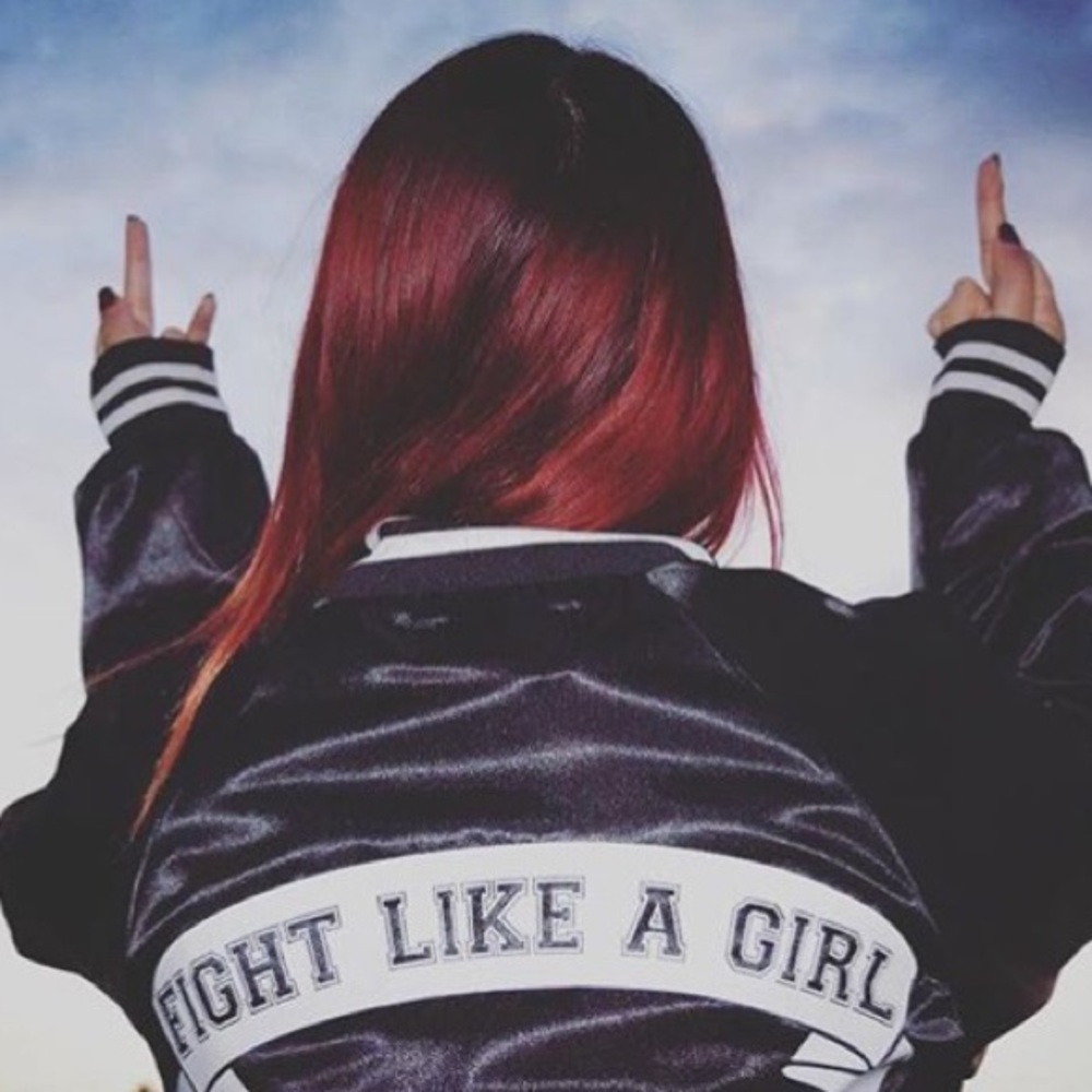 SOLD Stay Cute “Fight like a Girl” Bomber