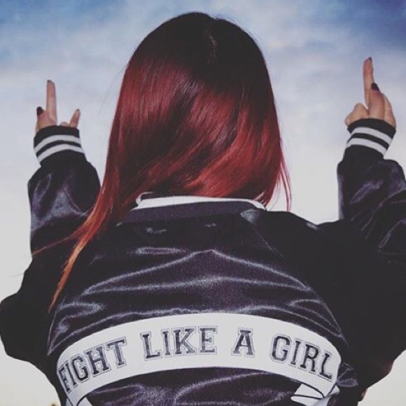 SOLD Stay Cute โFight like a Girlโ Bomber - Picture 1 of 4