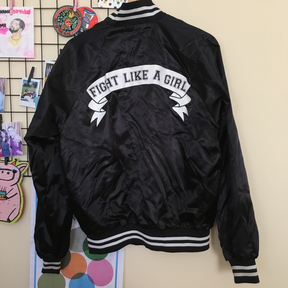 SOLD Stay Cute โFight like a Girlโ Bomber - Picture 2 of 4