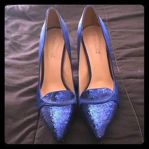 Royal Blue Satin and glitter heels